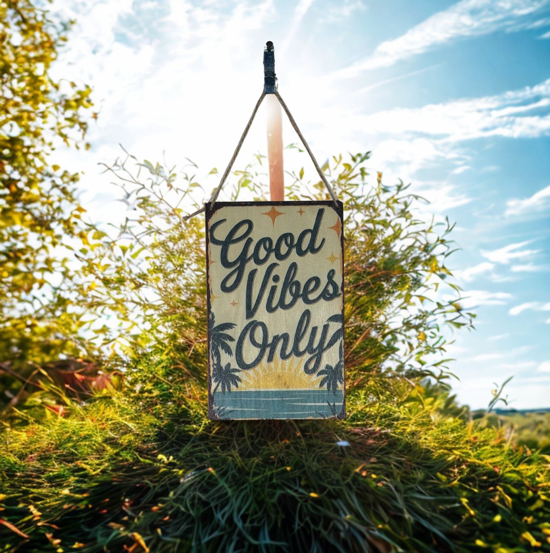 Good Vibes Only Hanging Wood Sign 5
