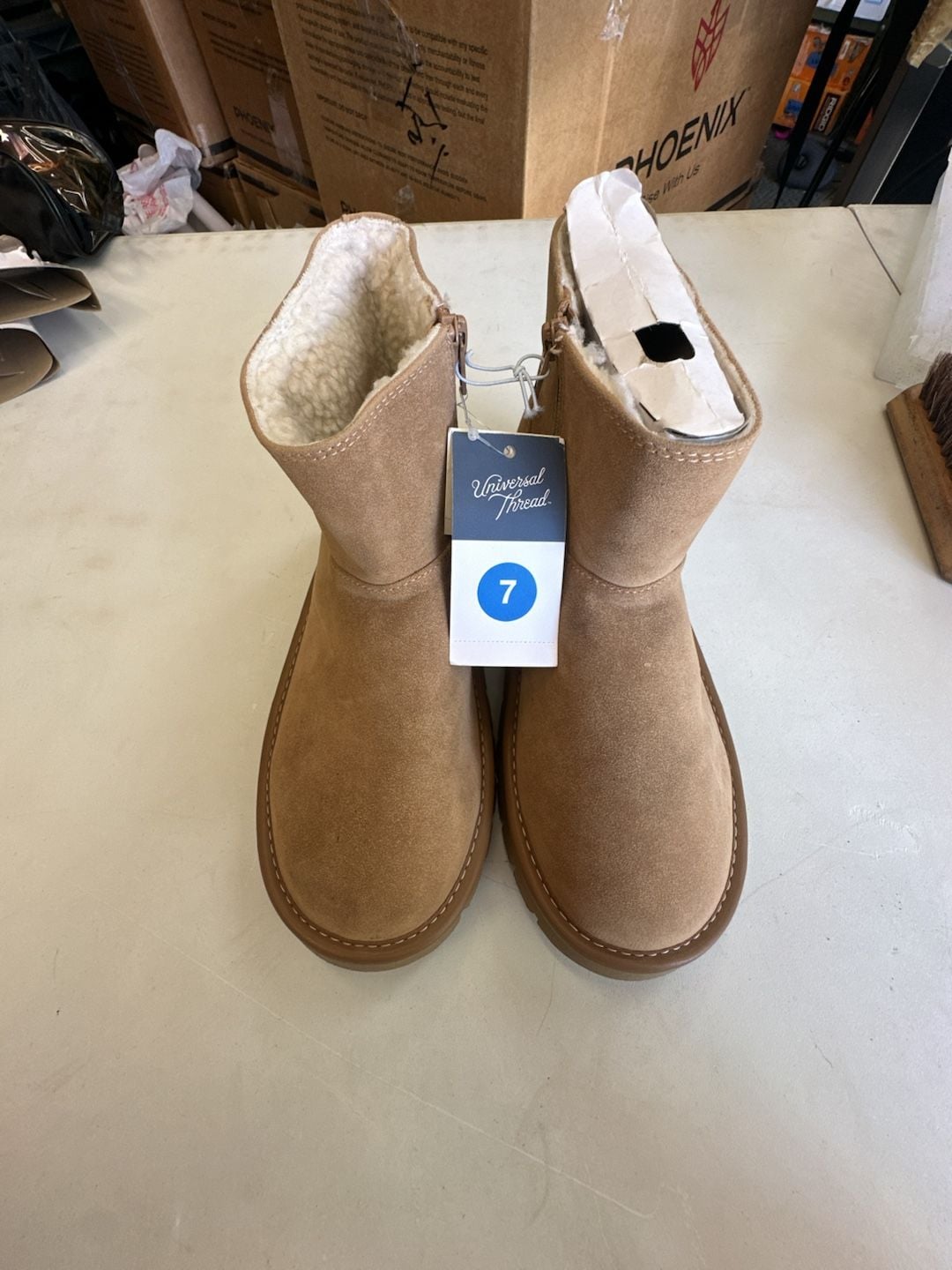 Universal Thread May Ankle Boots Size 7 Tan Suede 2