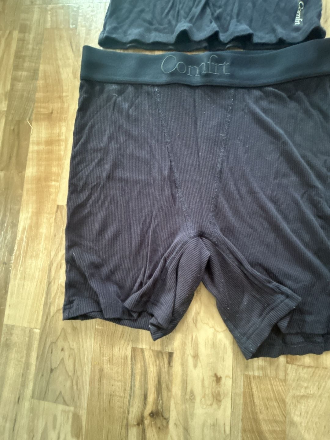 Comfrt Ribbed Tank Top and Boxer Shorts Set Black 5