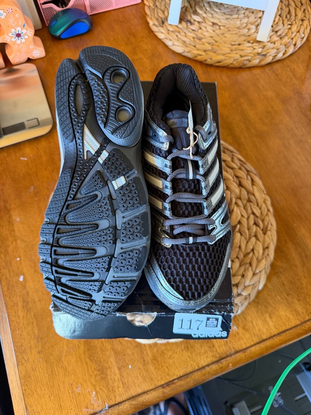 Adidas Adistar Control 5 Size 7.5 Black Metallic Silver Sneakers 3