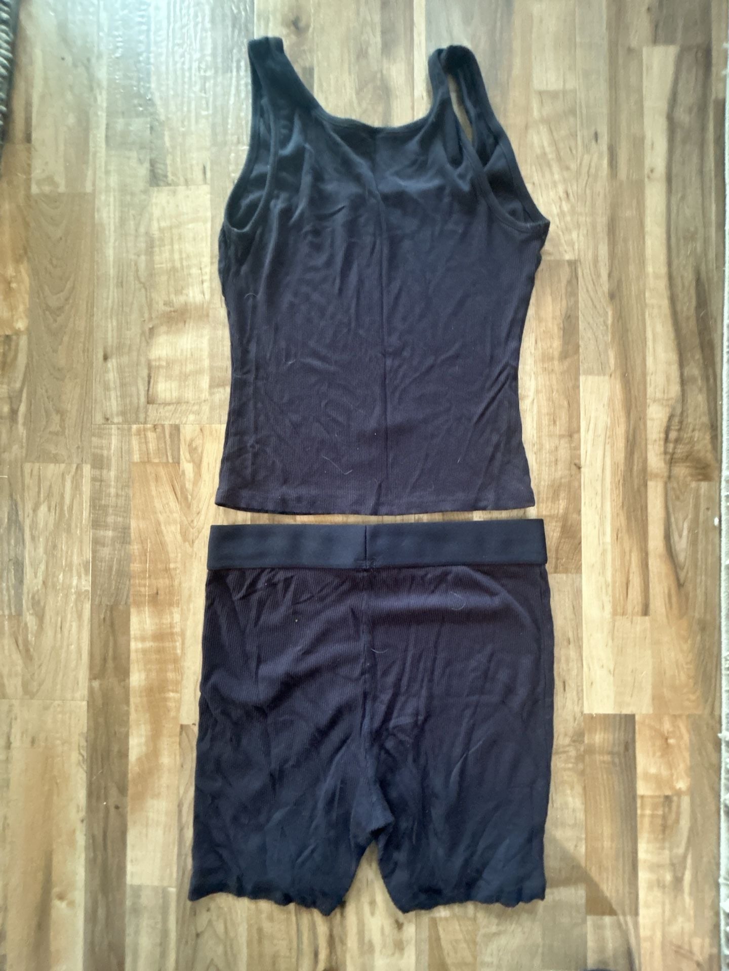 Comfrt Ribbed Tank Top and Boxer Shorts Set Black 6