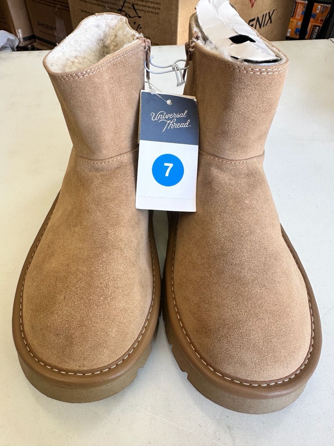 Universal Thread May Ankle Boots Size 7 Tan Suede 3