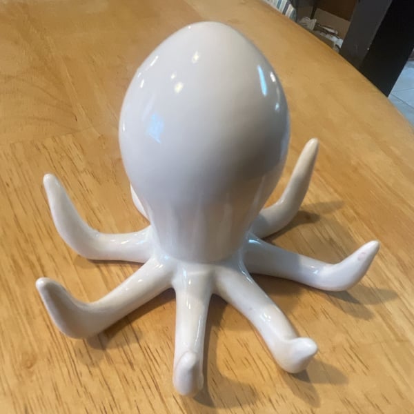 Urban Trends Collection Ceramic Octopus Figurine White Glossy Ring Holder