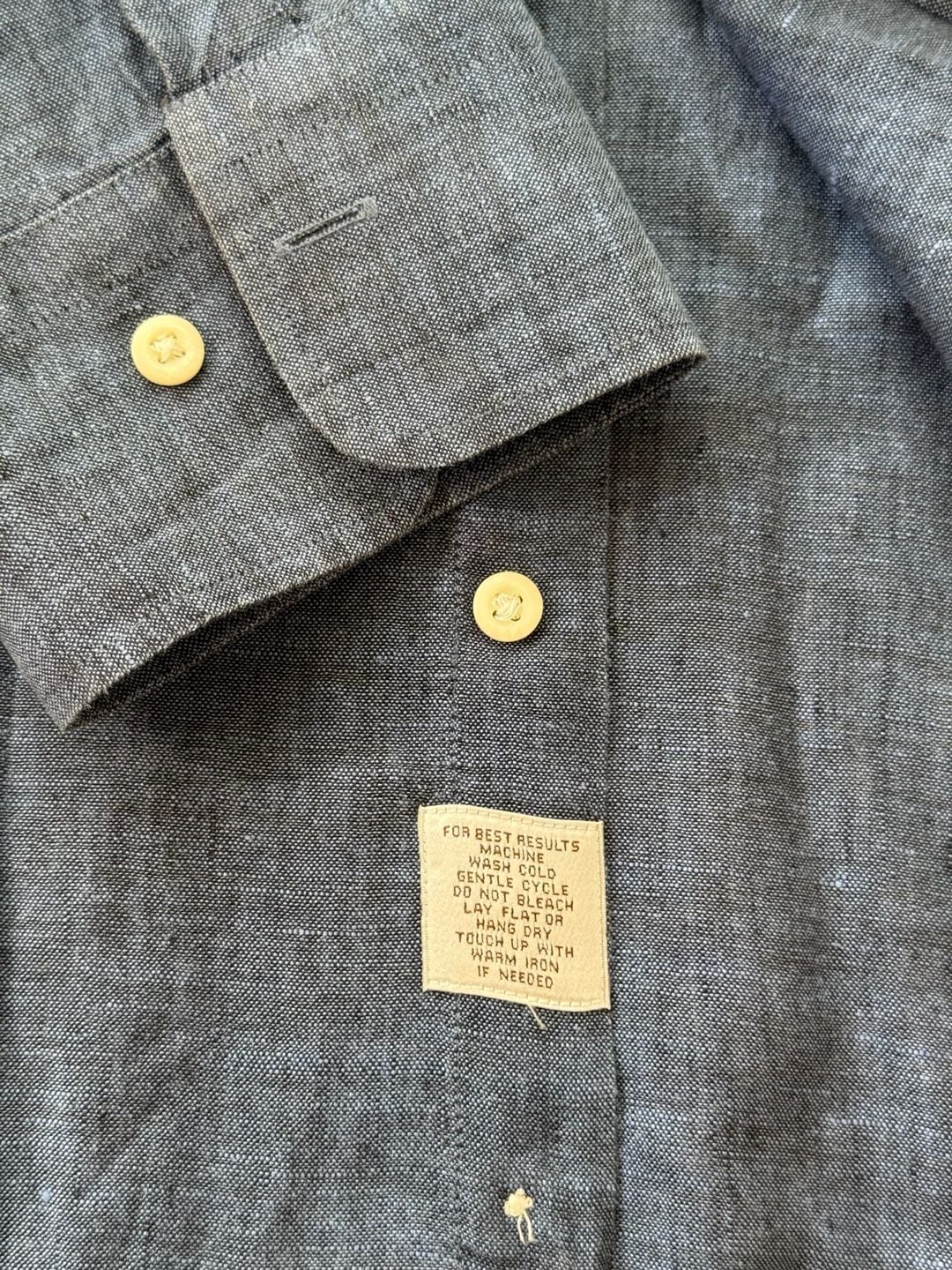 Peter Millar Linen Long Sleeve Button Up Shirt Extra Large Blue 6
