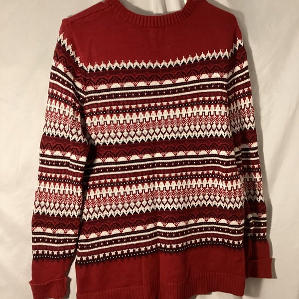 Croft & Barrow Fair Isle Sweater Size M Red White Black Christmas Winter