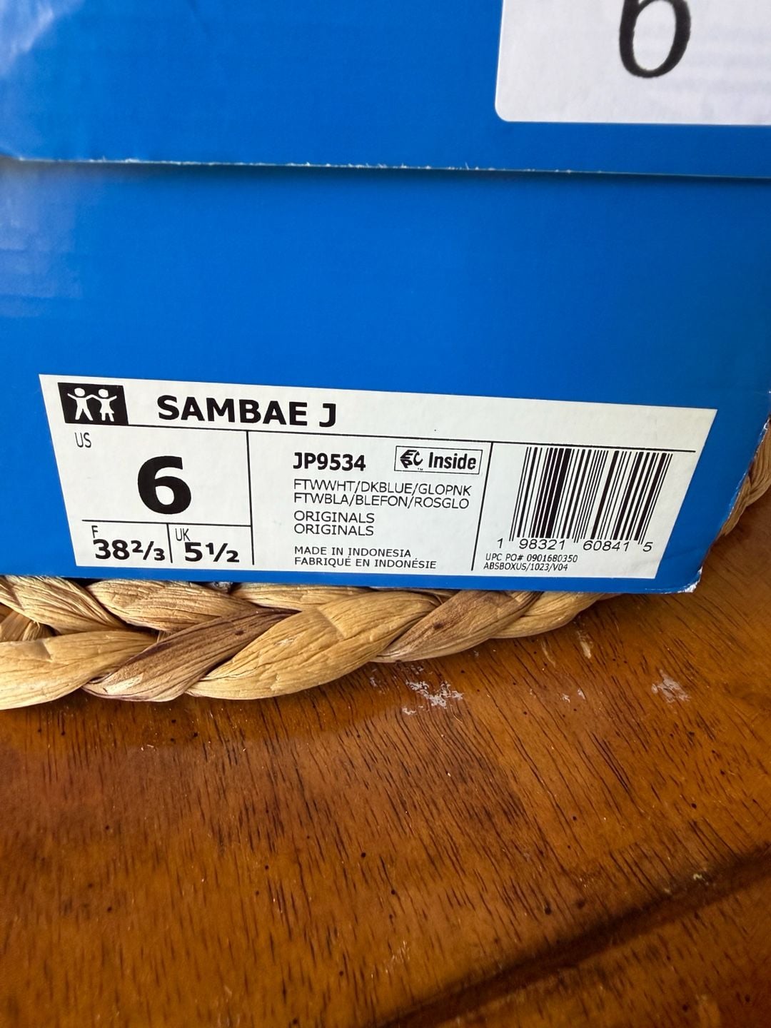 Adidas Sambae J Size 6 White Dark Blue Pink Gum Platform Sneakers 5