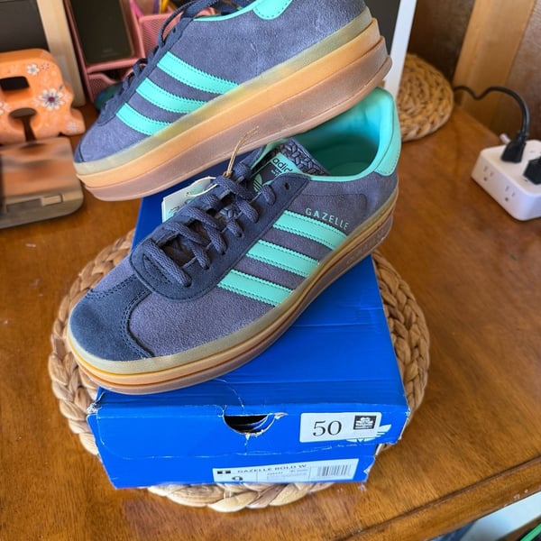 Adidas Gazelle Bold W Shoes Size 9 Shadow Navy Acid Mint