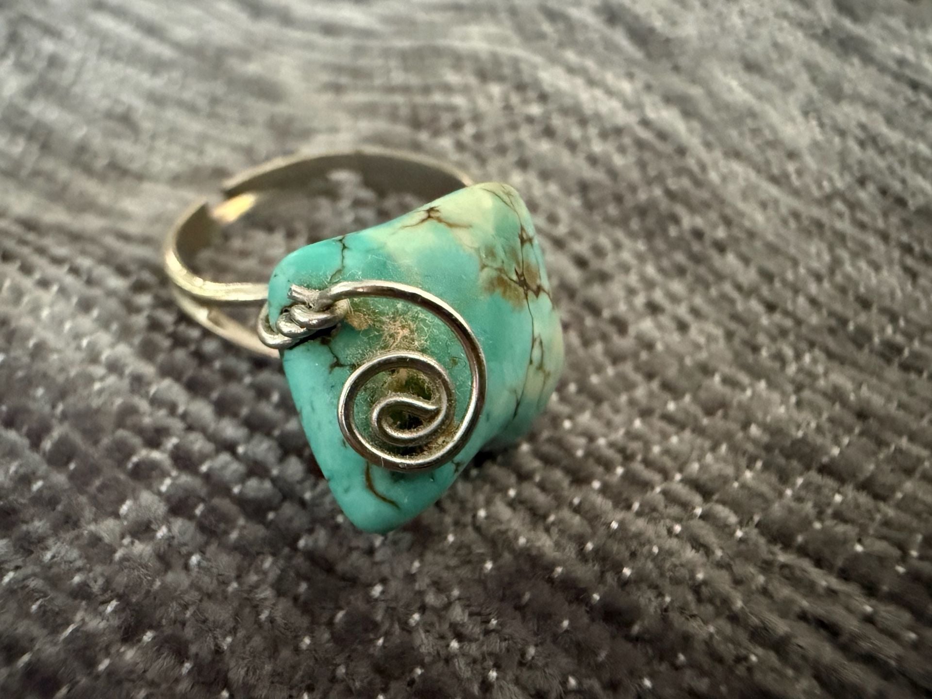 Handmade Turquoise Wire Wrapped Ring And Earrings Set 1