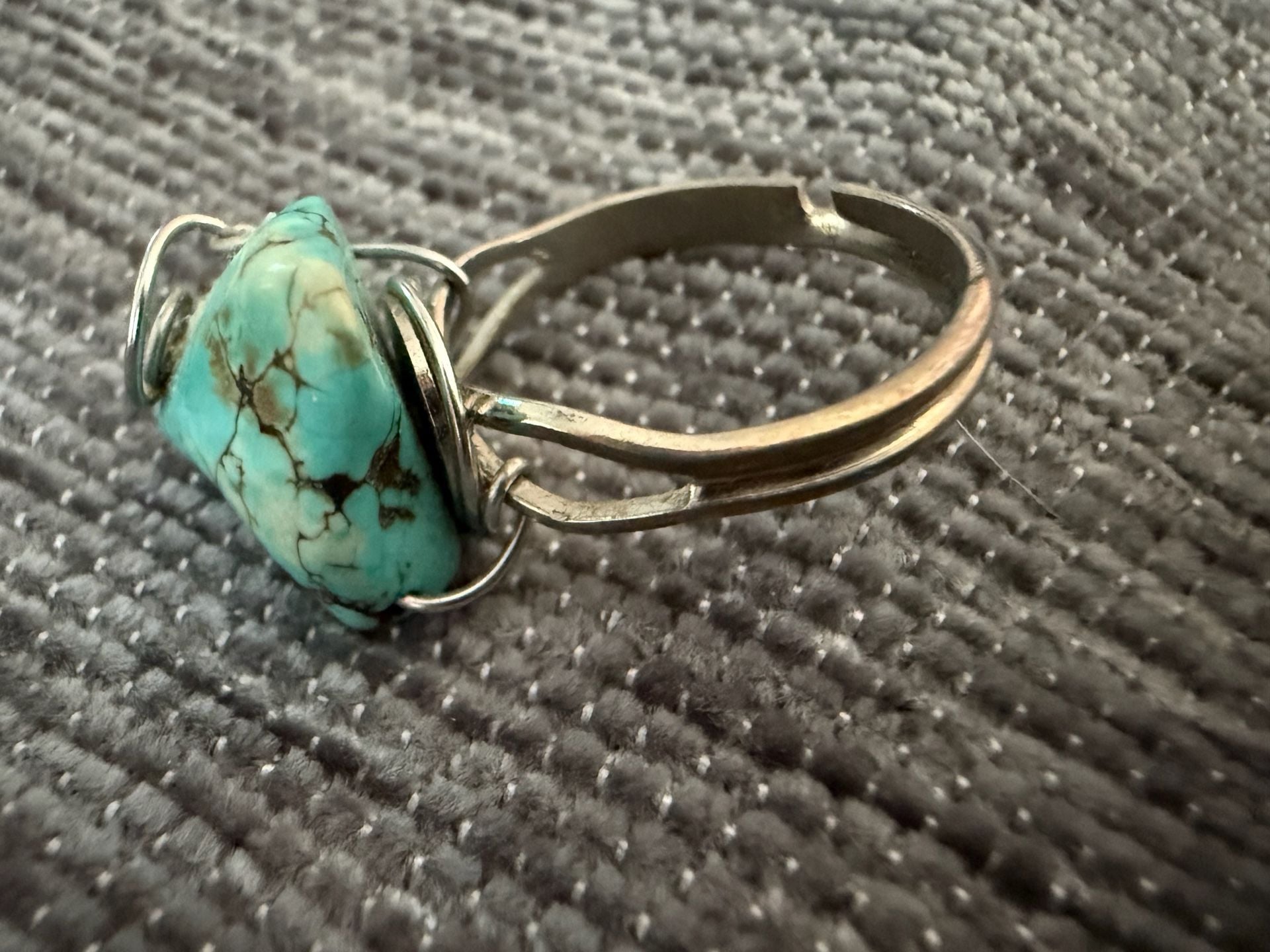 Handmade Turquoise Wire Wrapped Ring And Earrings Set 3