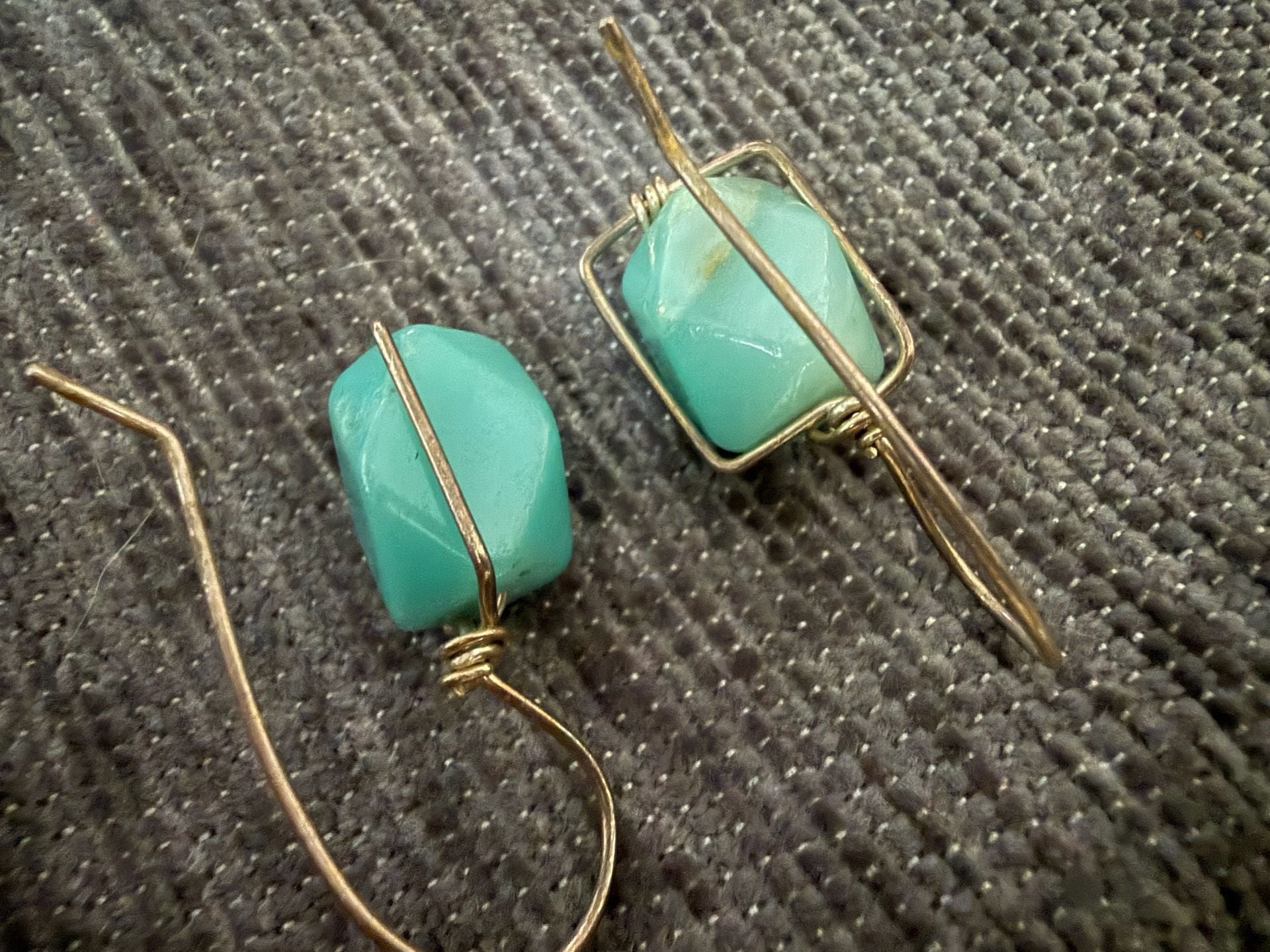 Handmade Turquoise Wire Wrapped Ring And Earrings Set 4