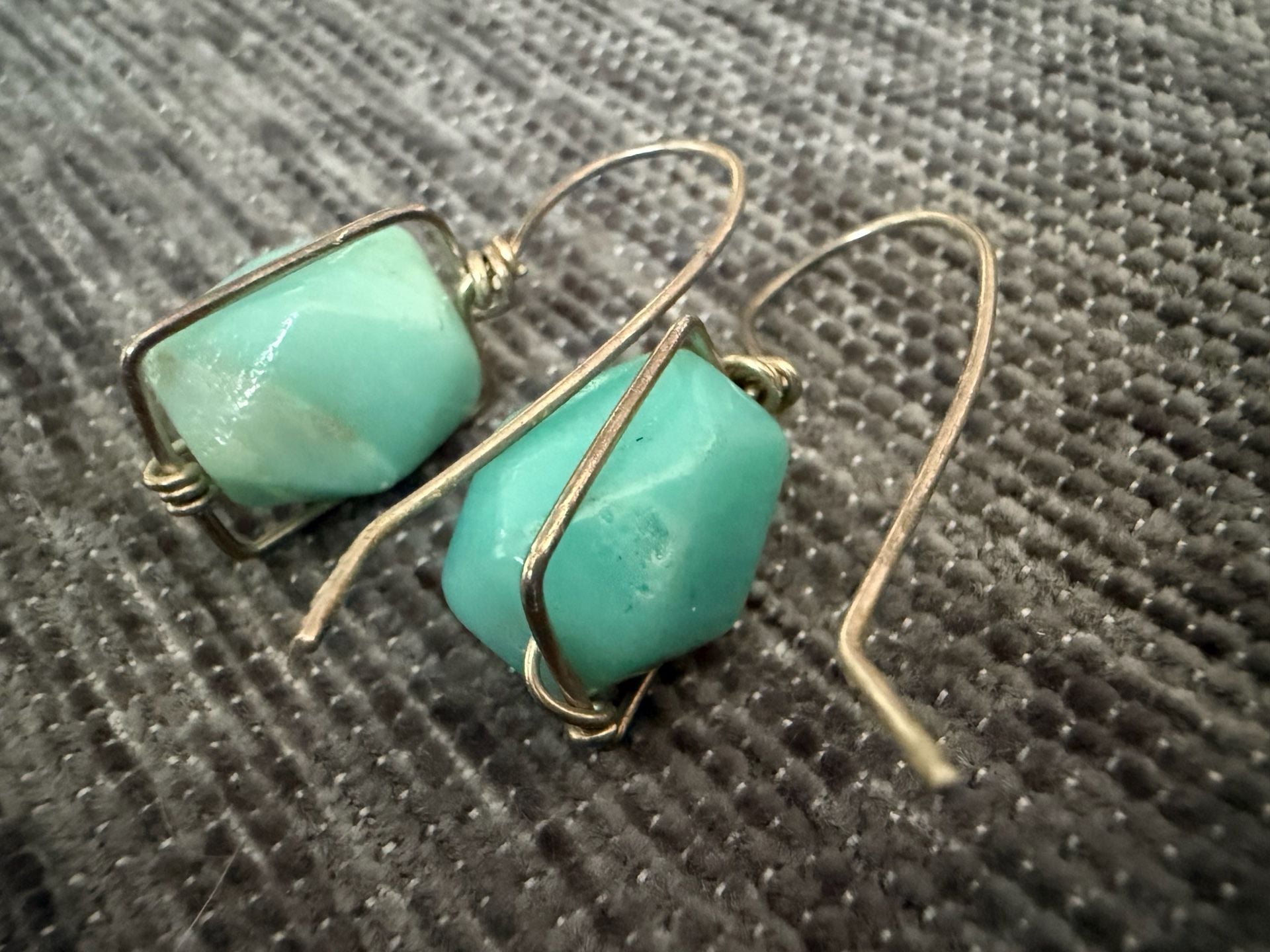 Handmade Turquoise Wire Wrapped Ring And Earrings Set 5