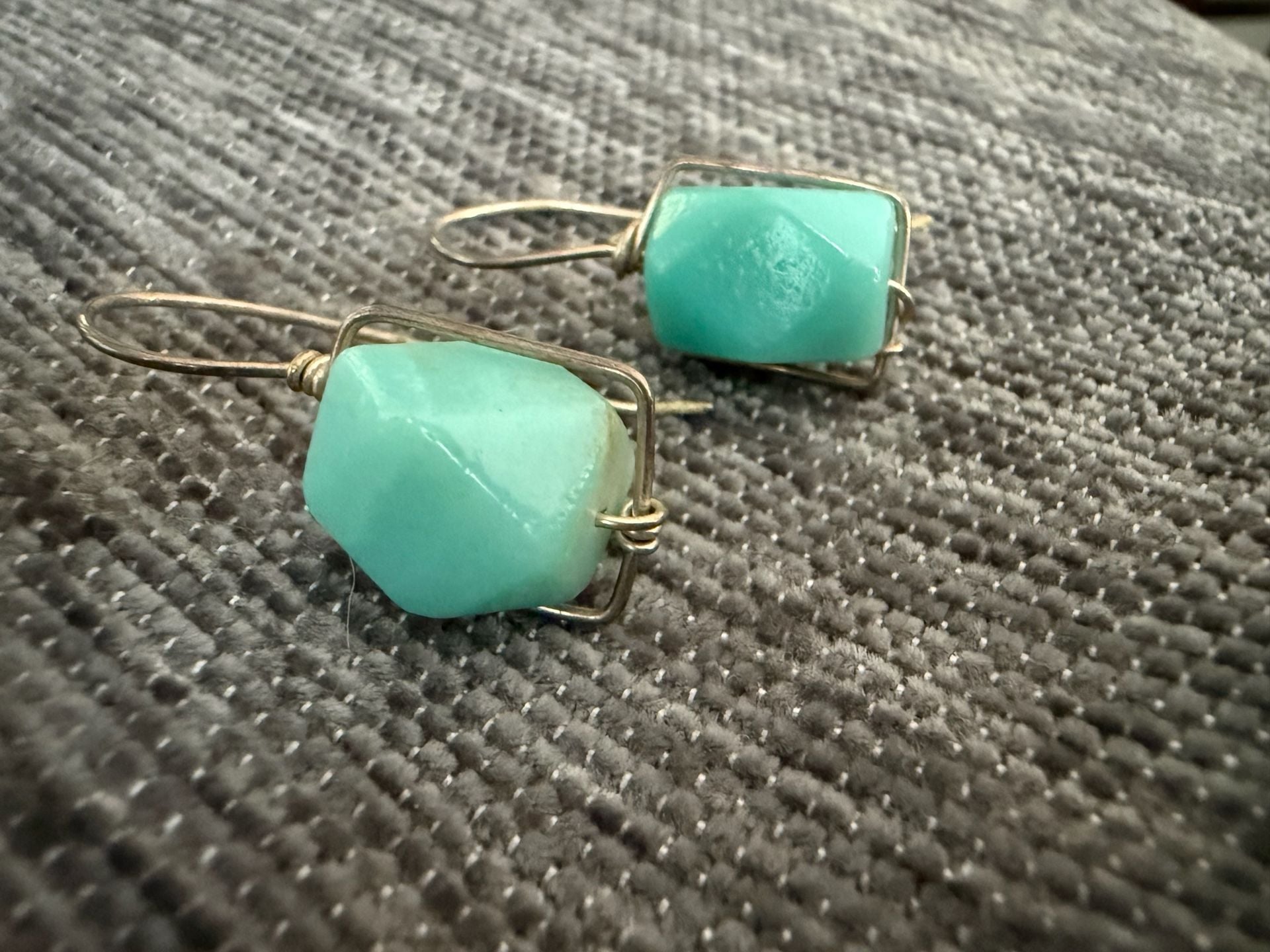Handmade Turquoise Wire Wrapped Ring And Earrings Set 6