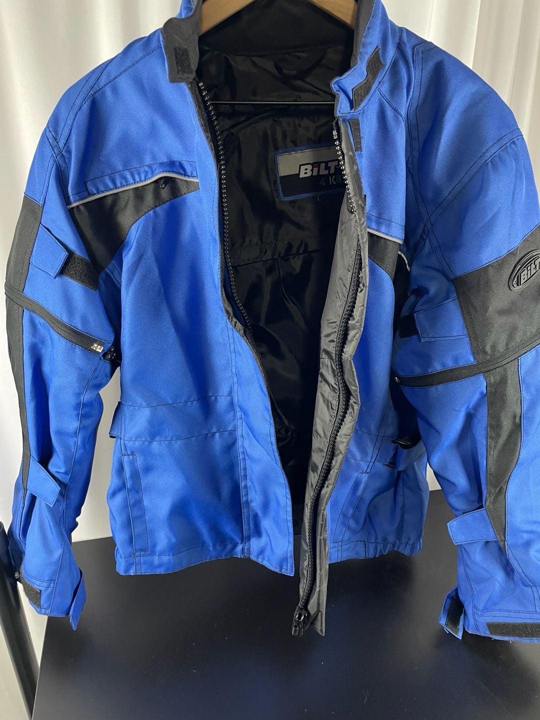 BILT 4 Kids Motorcycle Jacket Size L Blue Black 2