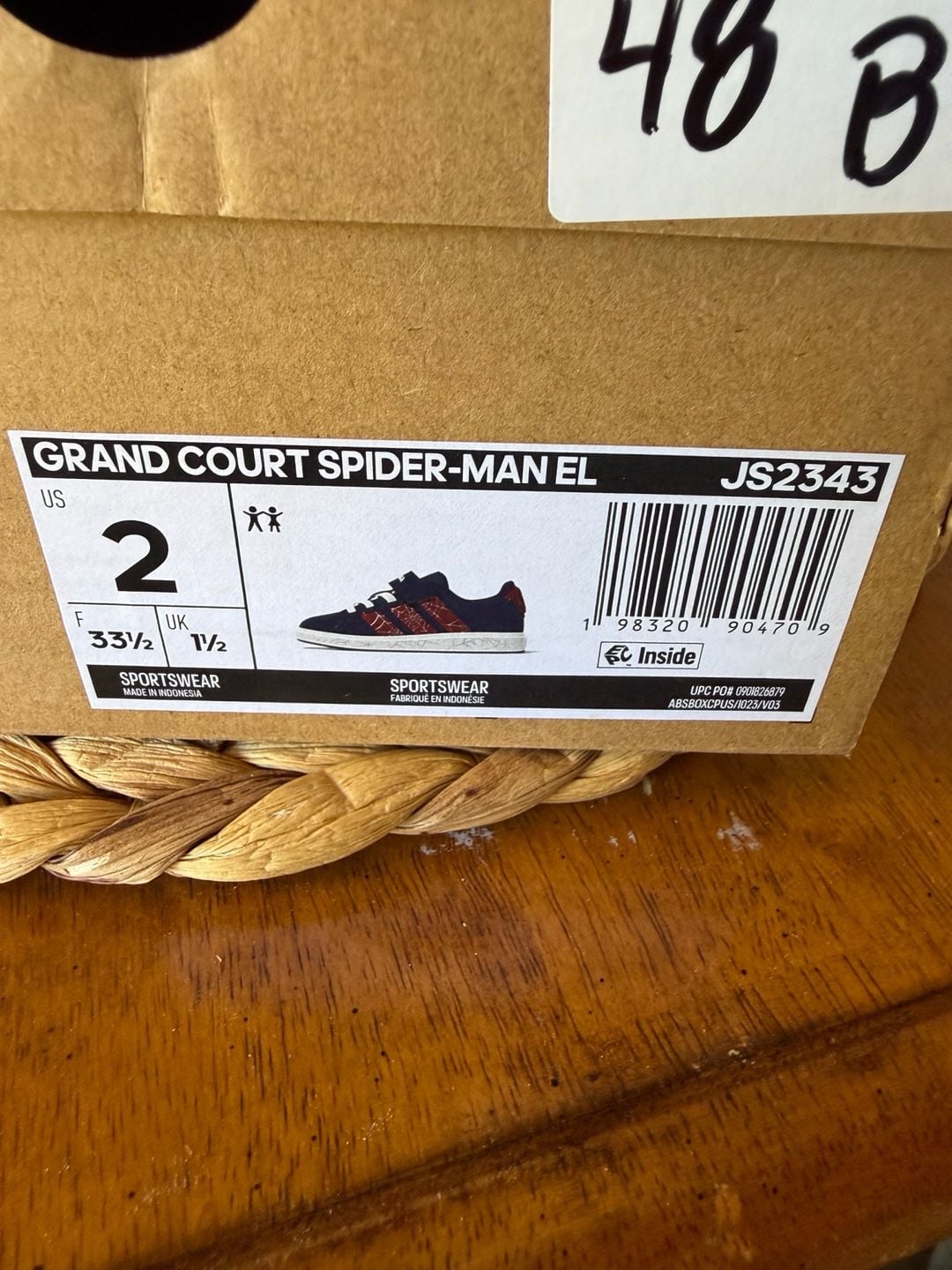 Adidas Grand Court Spider-Man Kids Size 2 Blue Marvel Shoes 3