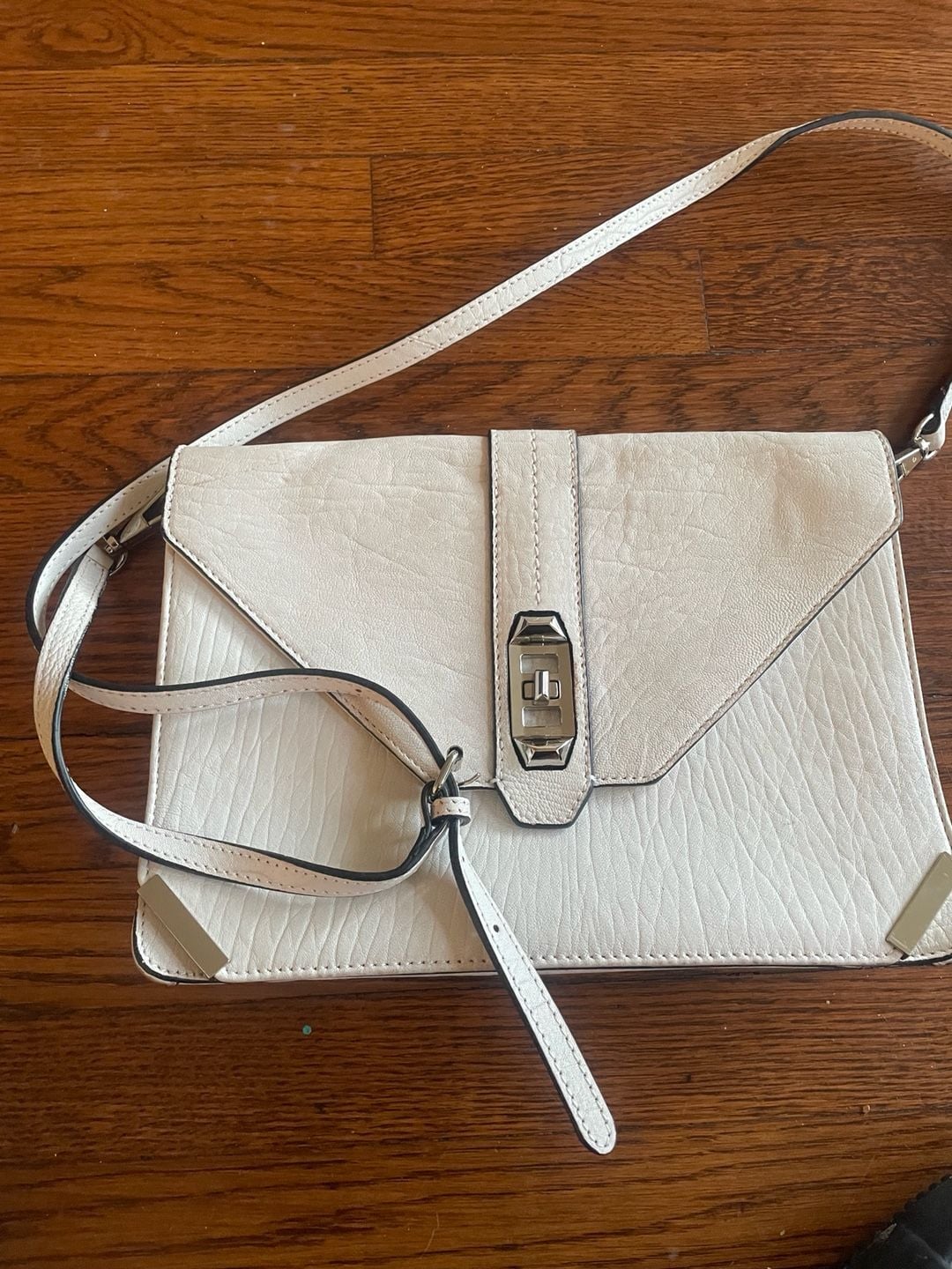 Rebecca Minkoff Moby Clutch White Leather Crossbody Bag 2