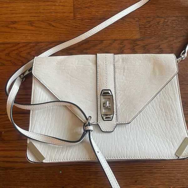 Rebecca Minkoff Moby Clutch White Leather Crossbody Bag