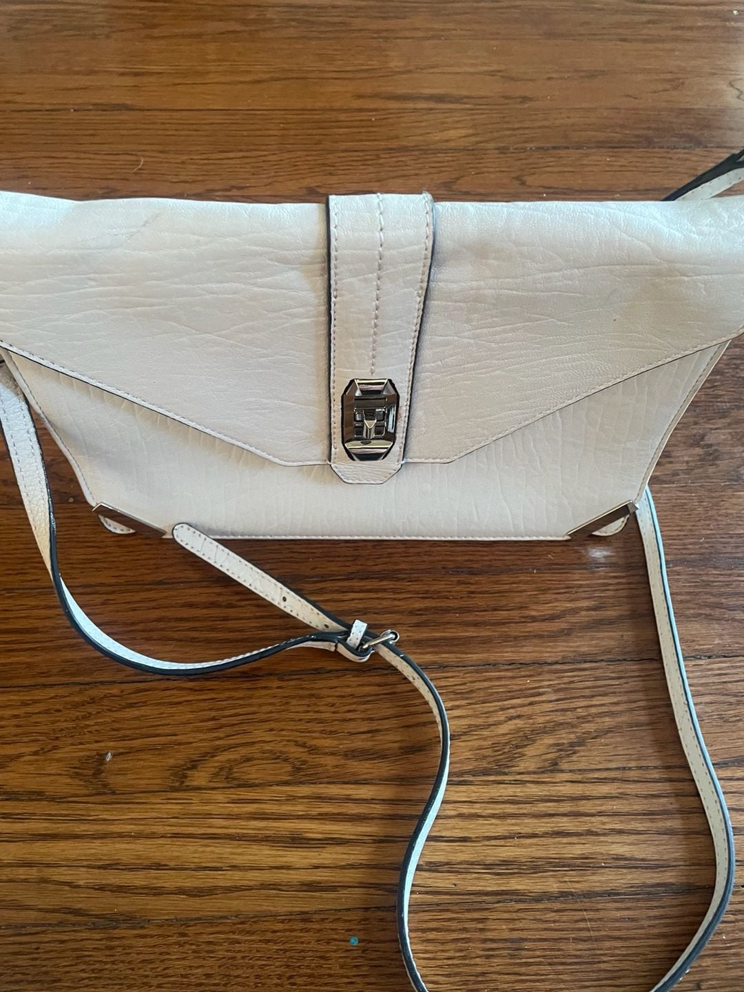 Rebecca Minkoff Moby Clutch White Leather Crossbody Bag 4