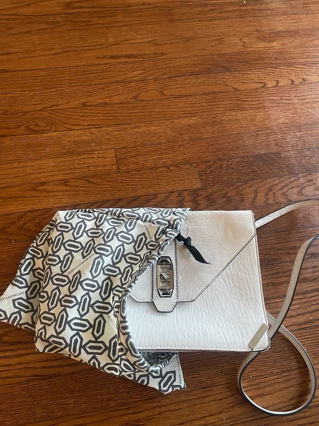 Rebecca Minkoff Moby Clutch White Leather Crossbody Bag 7