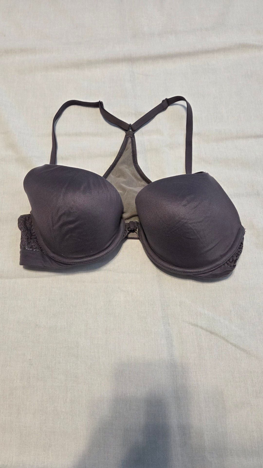 Victoria's Secret Body By Victoria Racerback Demi Bra Size 34C Gray Lace 2