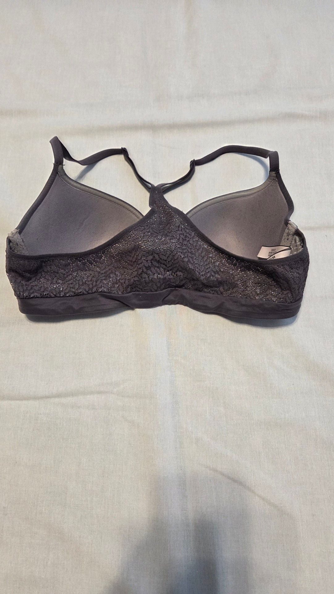 Victoria's Secret Body By Victoria Racerback Demi Bra Size 34C Gray Lace 3