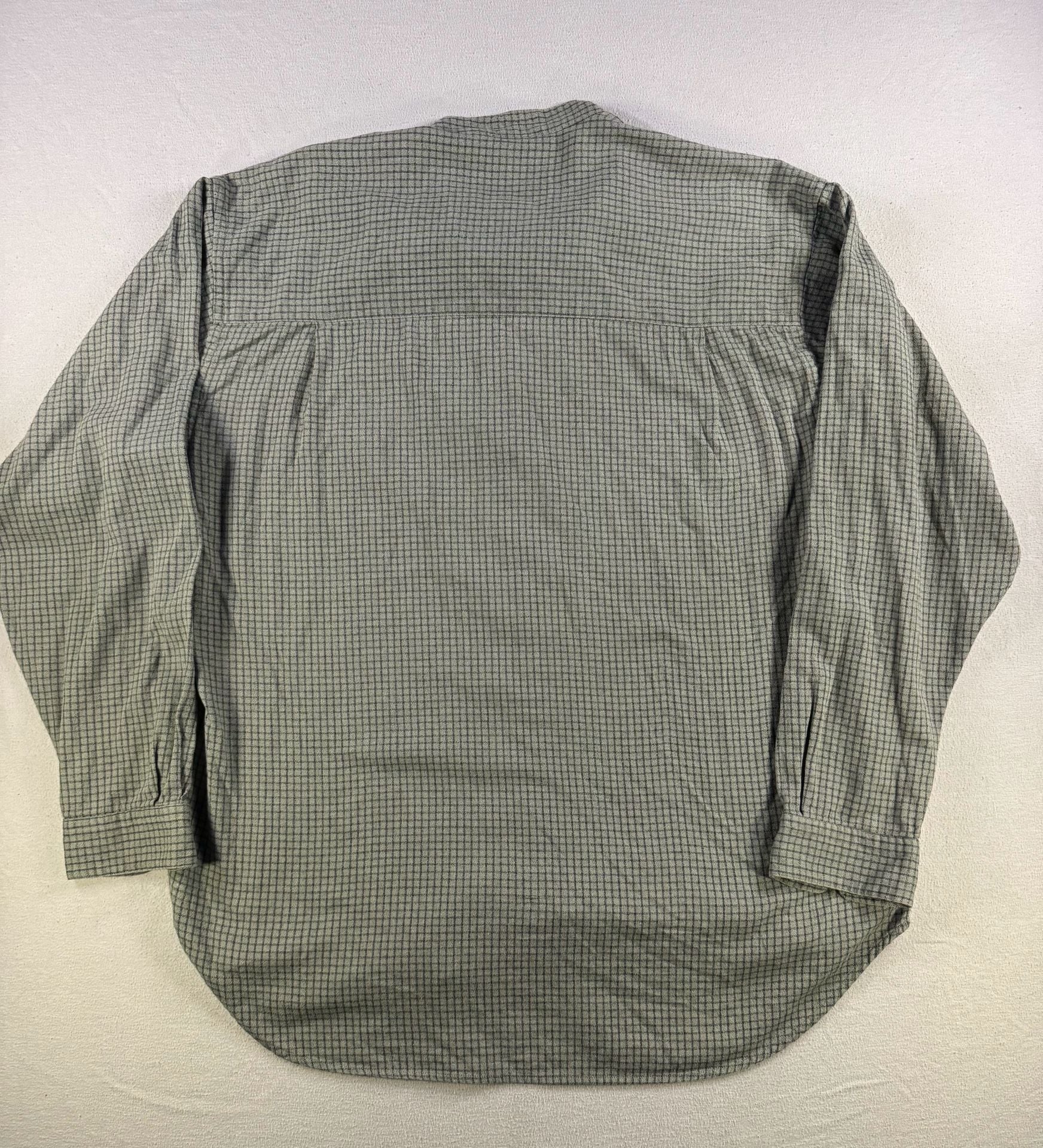 Hastings Long Sleeve Plaid Band Collar Shirt Size L Green 7