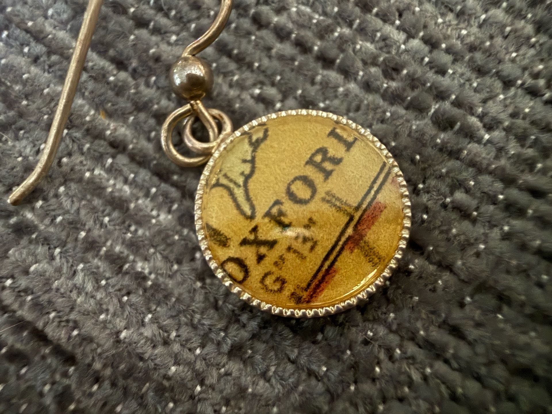 Handmade Oxford Book Page Dangle Earrings Vintage Map Literary Jewelry 4
