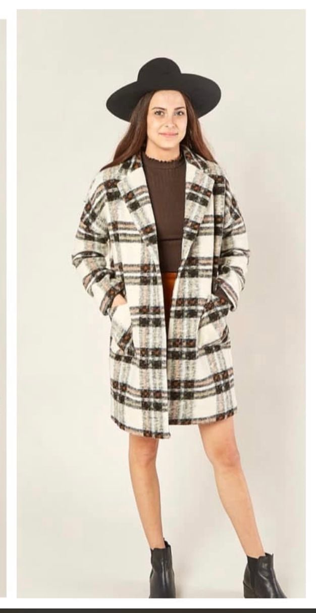 Rylee + Cru Plaid Wool Coat Size M 3