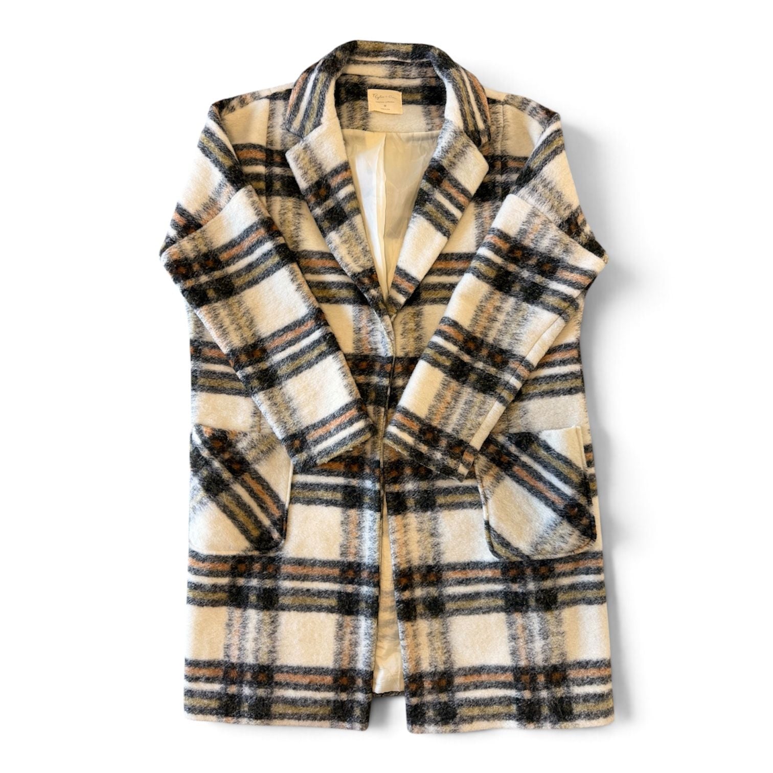 Rylee + Cru Plaid Wool Coat Size M 4