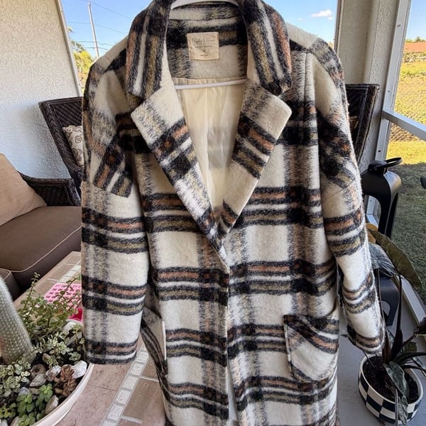 Rylee + Cru Plaid Wool Coat Size M
