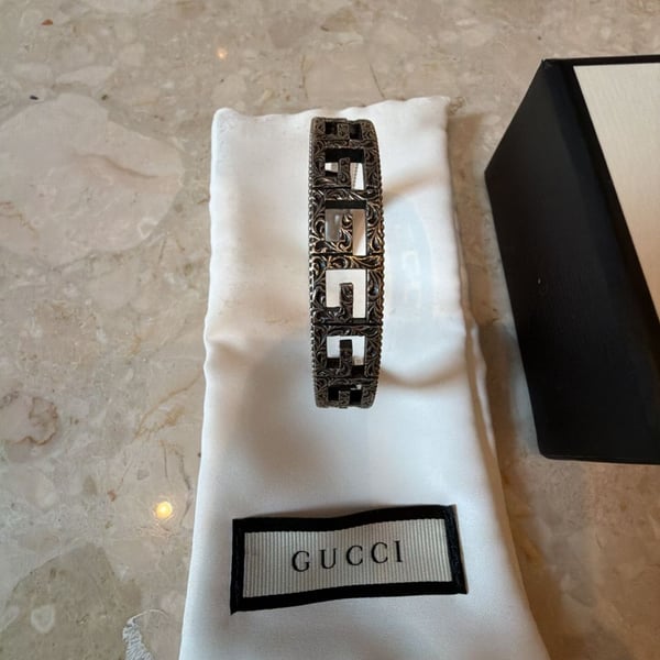 Gucci Interlocking G Sterling Silver Cuff Bracelet