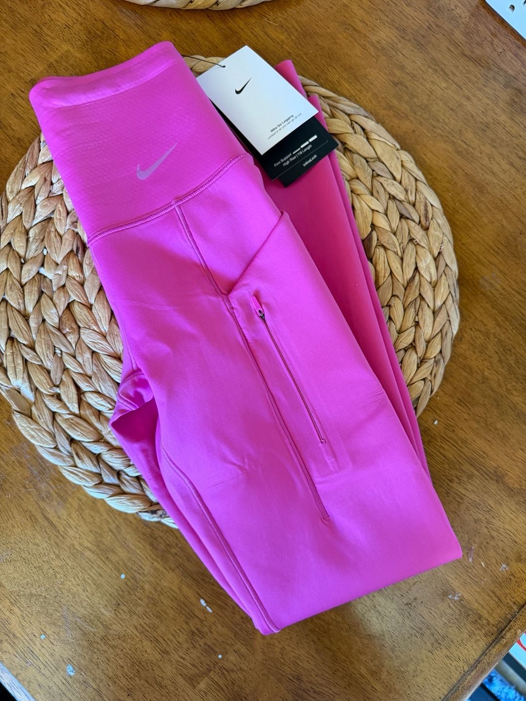 Nike Go Leggings Size XXS Pink High Rise 7/8 Length Pockets 2