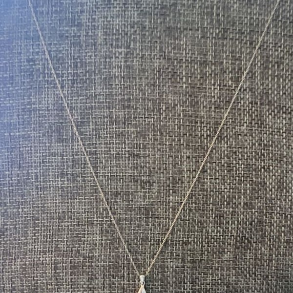 14K White Gold Pear Cut Diamond Teardrop Pendant Necklace