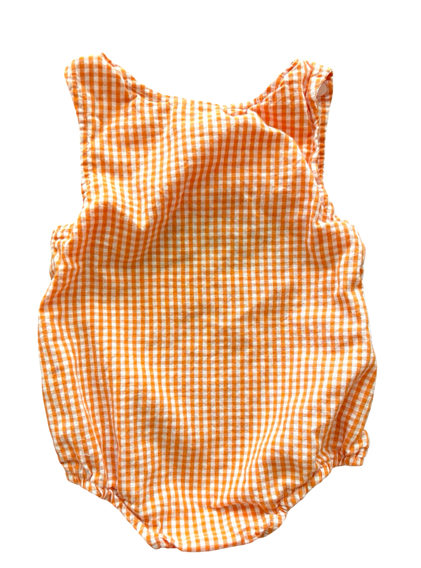 Pumpkin Smocked Boutique Romper Orange Gingham 3