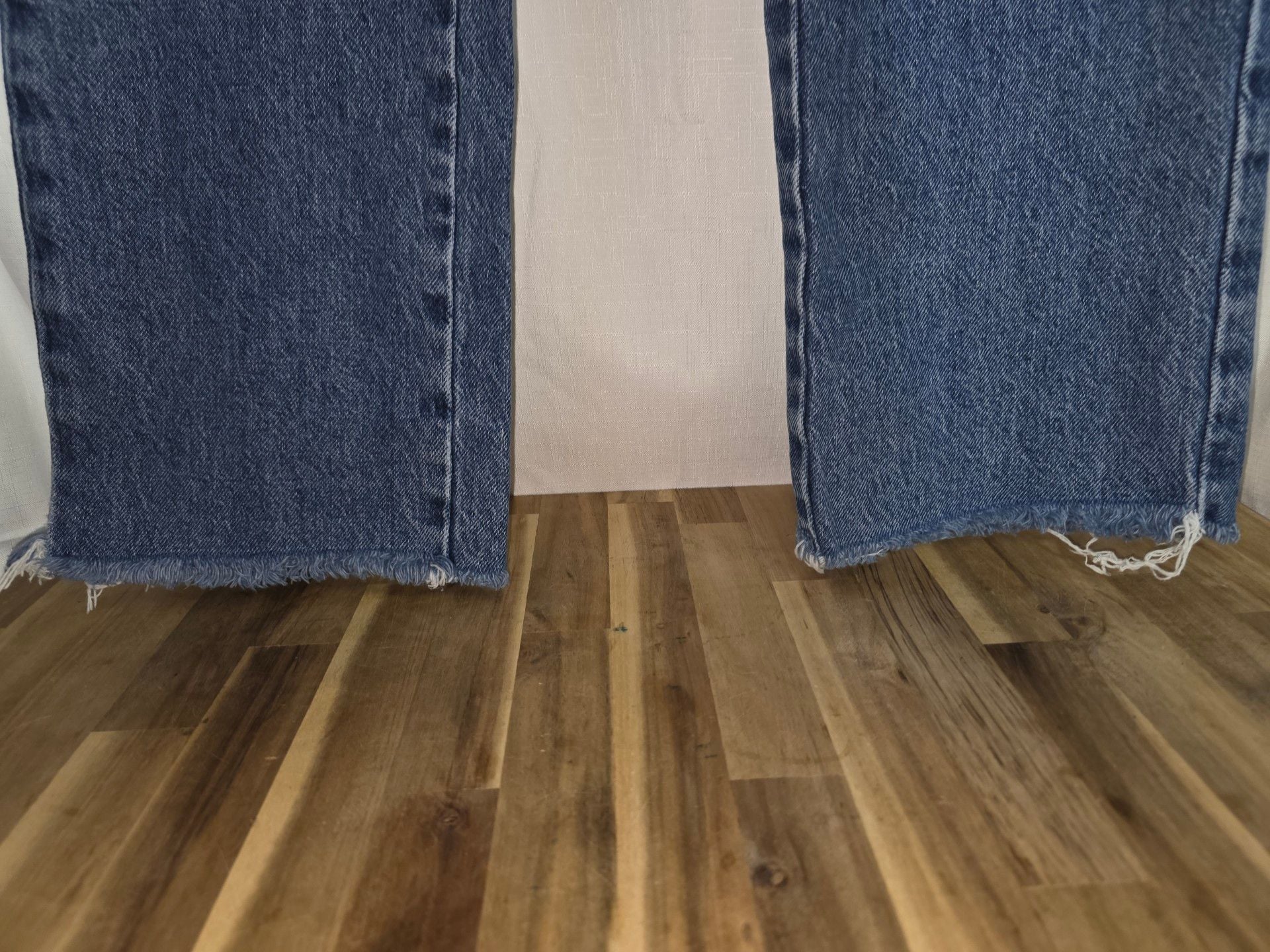 ZARA Straight Leg Jeans Size 2 Blue Raw Hem High Rise Denim 3