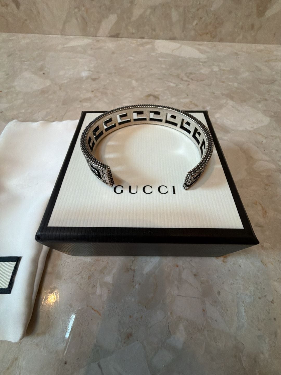 Gucci Interlocking G Sterling Silver Cuff Bracelet 6