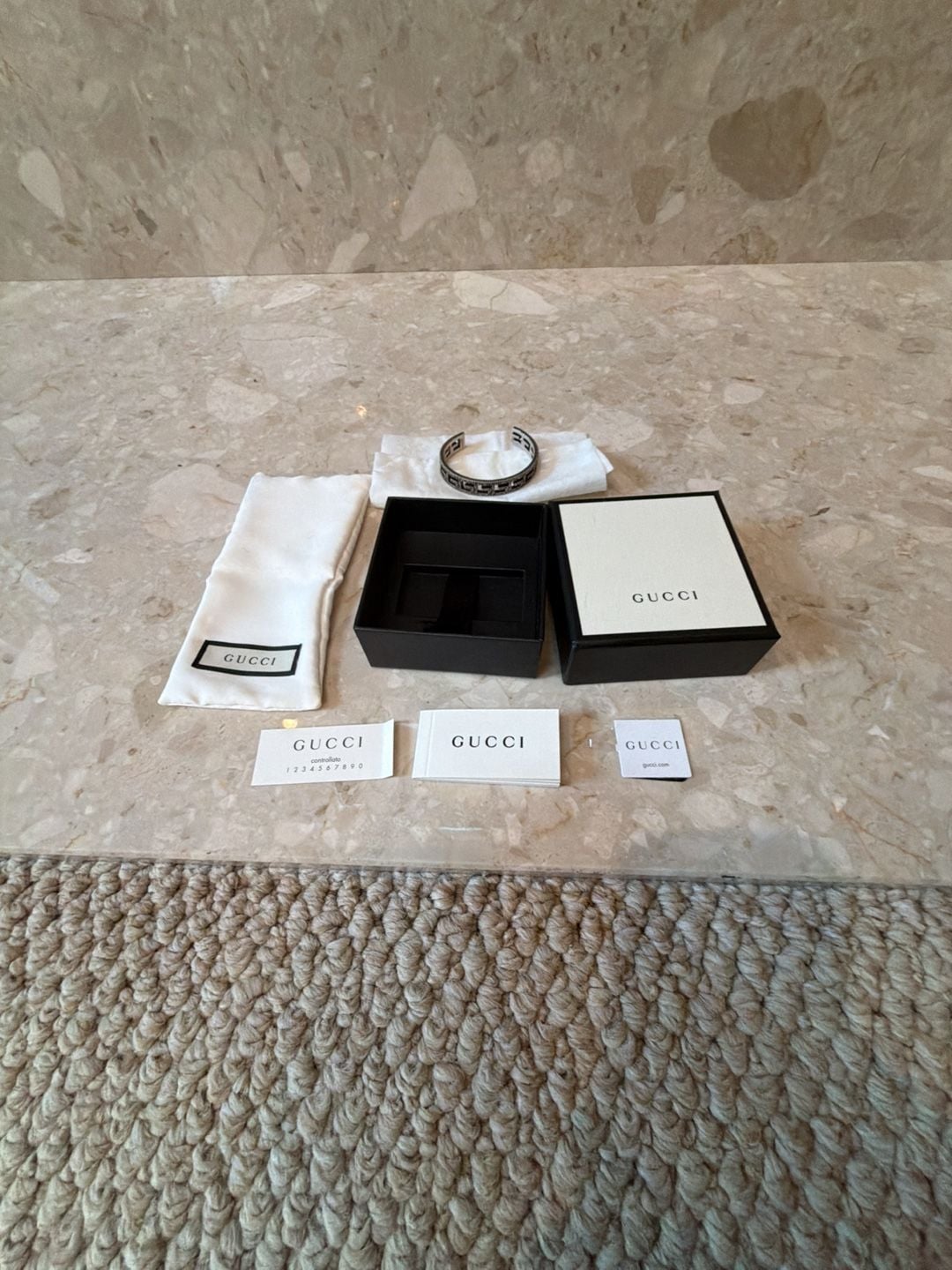 Gucci Interlocking G Sterling Silver Cuff Bracelet 8