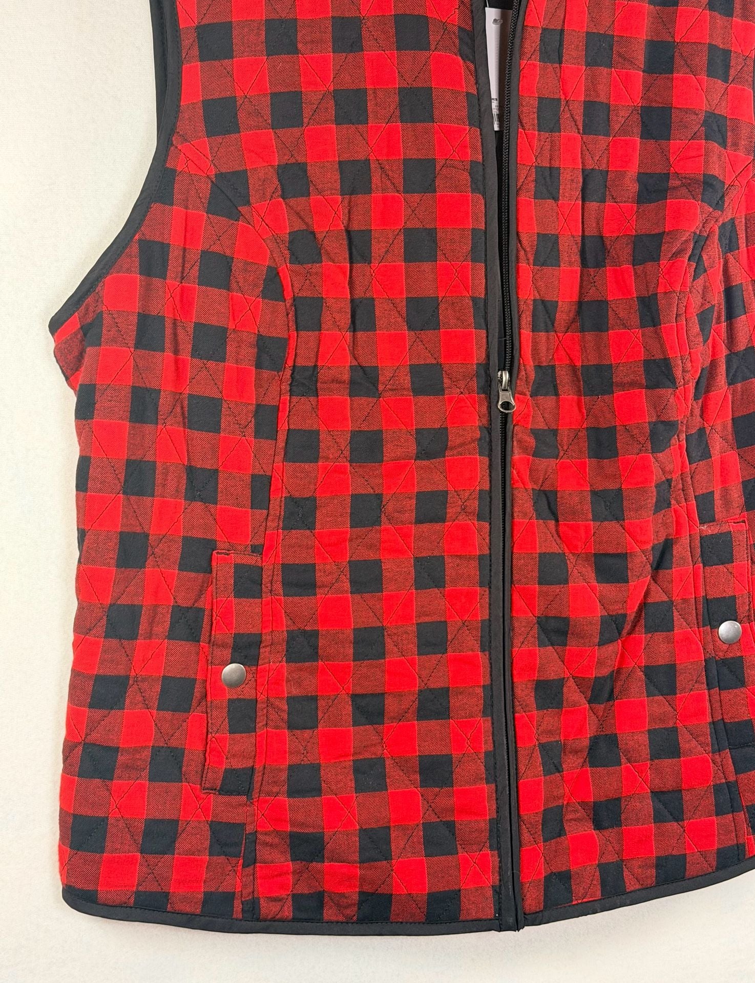 Croft & Barrow Quilted Vest Red Black Buffalo Check Plaid Women’s XL 4