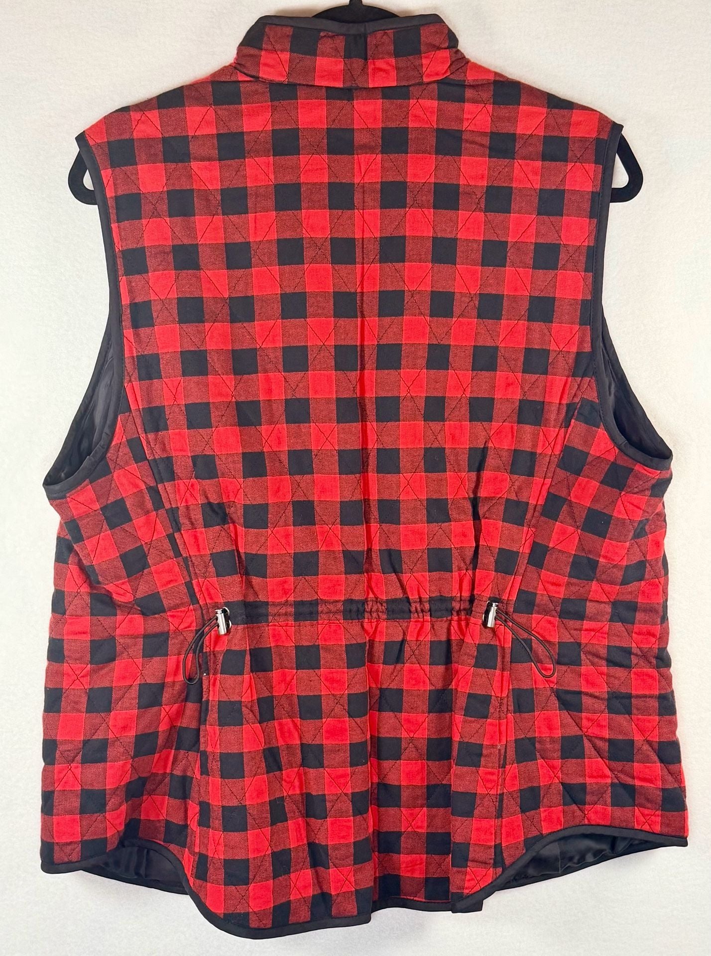 Croft & Barrow Quilted Vest Red Black Buffalo Check Plaid Women’s XL 6