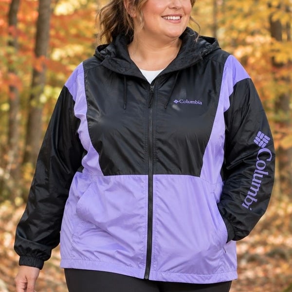 Columbia Lily Basin Windbreaker Women’s Black/Purple Jacket Size XL