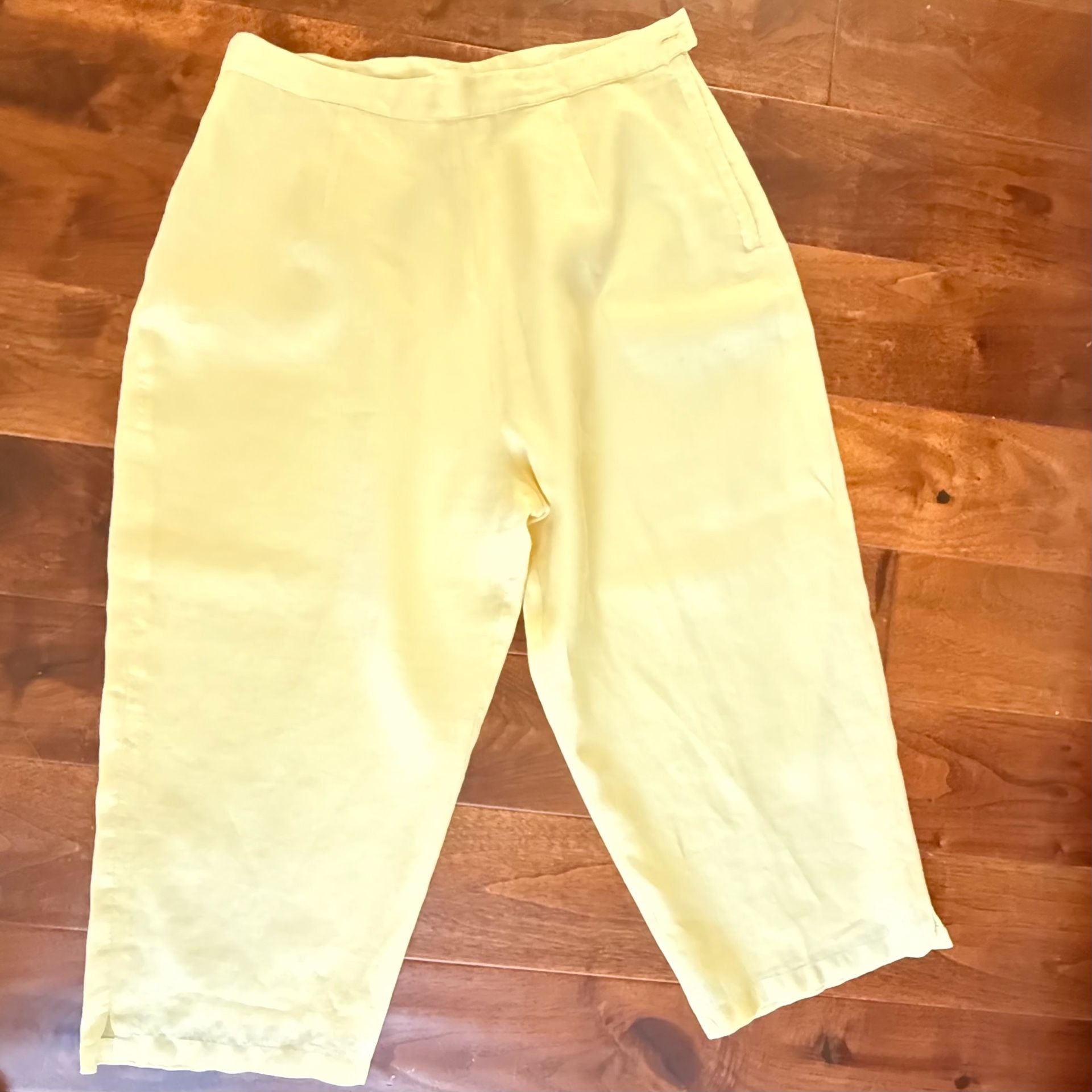 Giorgiana by Naji 100% Linen Capri Pants Size L Yellow 2