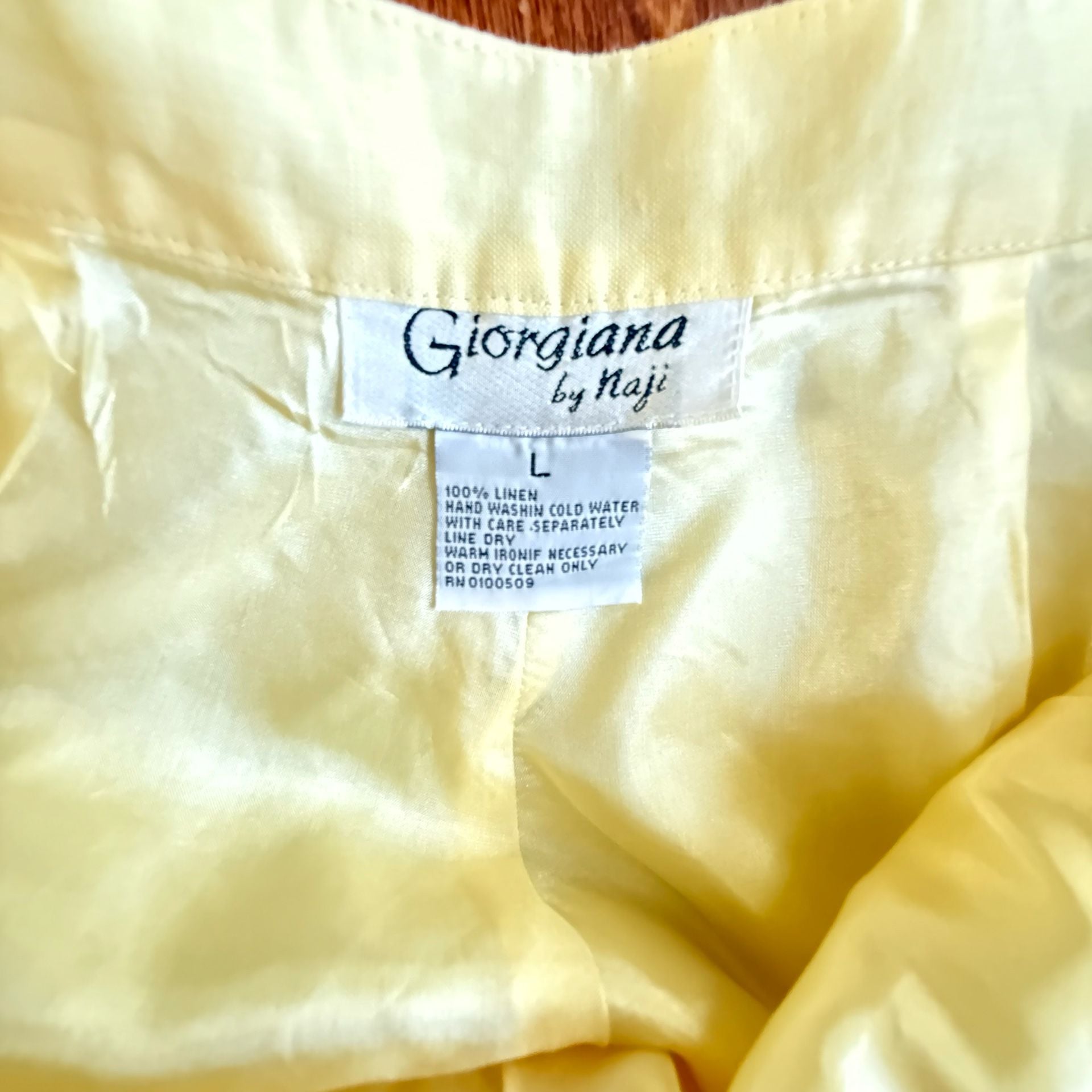 Giorgiana by Naji 100% Linen Capri Pants Size L Yellow 3