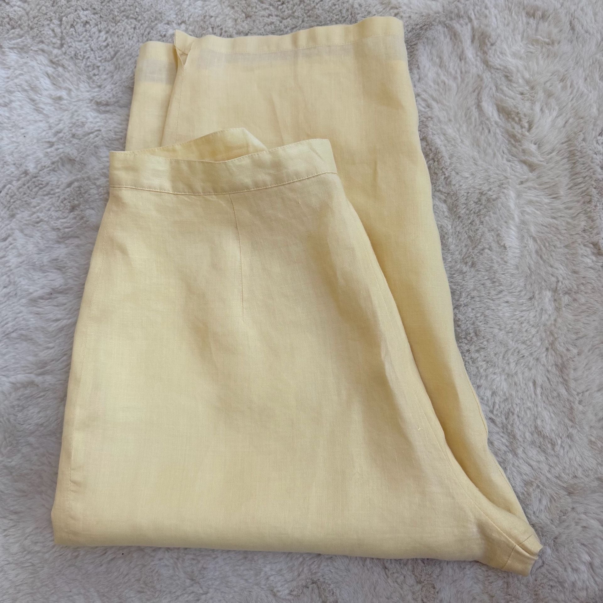 Giorgiana by Naji 100% Linen Capri Pants Size L Yellow 8