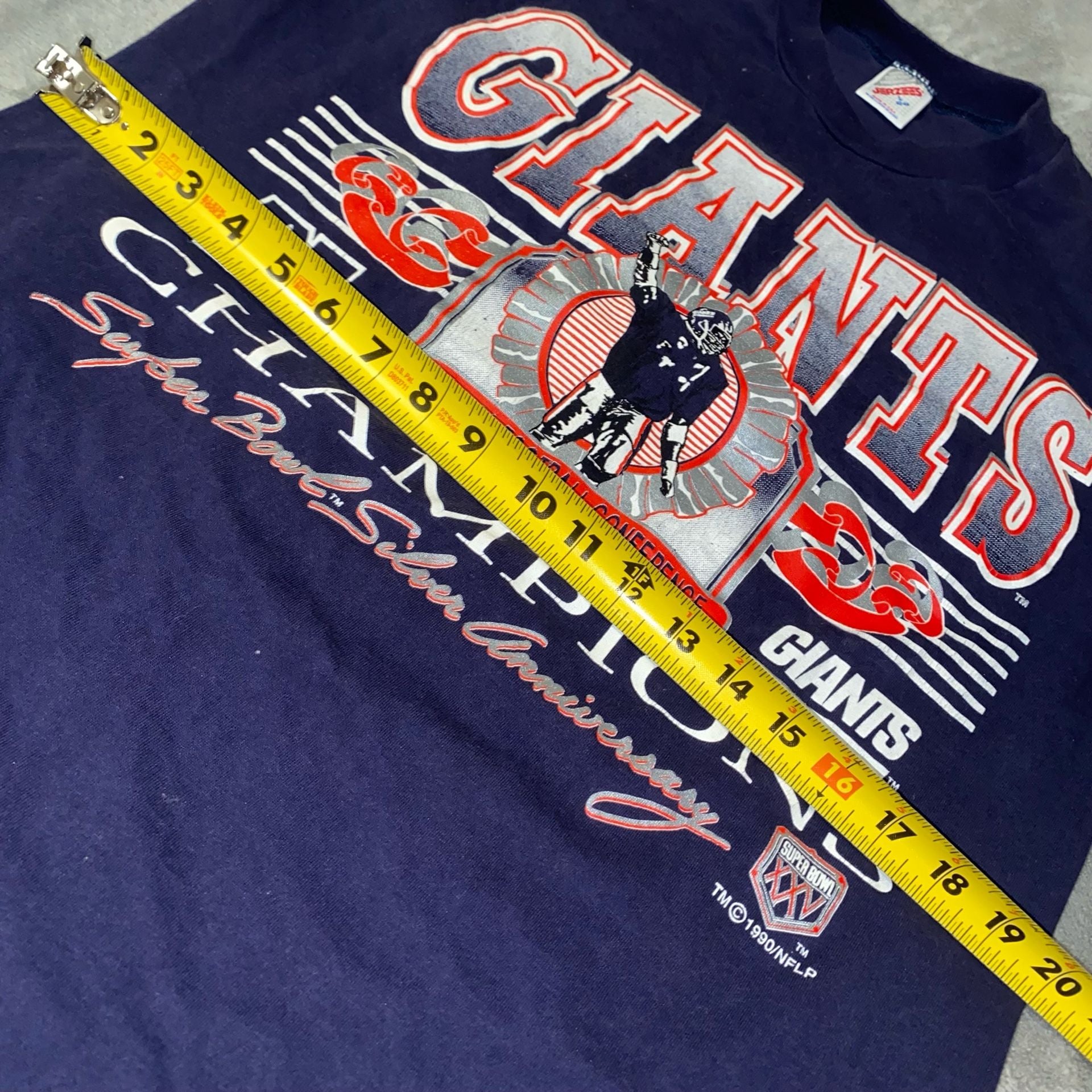 Jerzees New York Giants Super Bowl XXV T-Shirt Size L Vintage NFC Champions 9