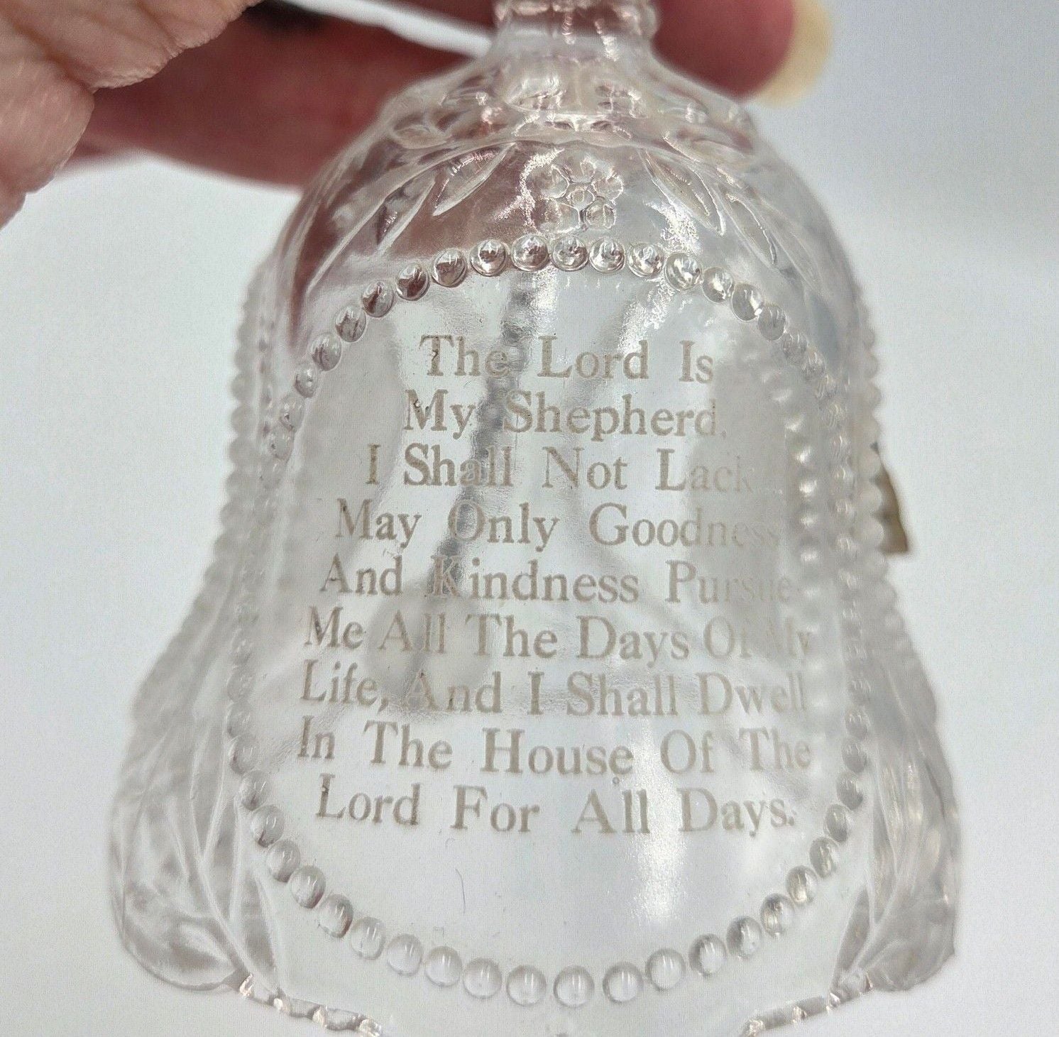 Vtg Emson 24% Lead Crystal Bell The Lord Is My Shepherd Psalm 23 3