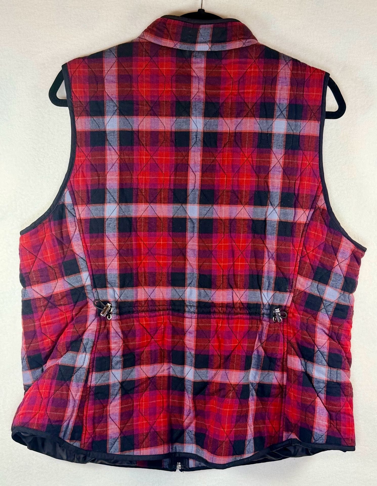 Croft & Barrow Quilted Vest Red Plaid Full Zip w/Pockets Women’s XL 6