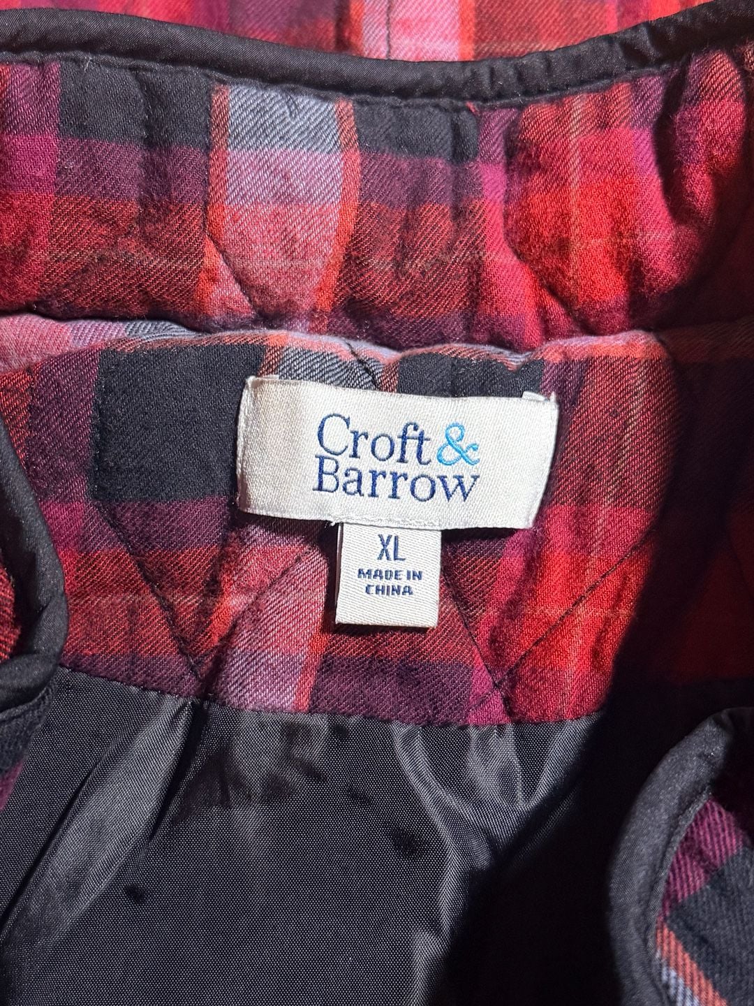 Croft & Barrow Quilted Vest Red Plaid Full Zip w/Pockets Women’s XL 7
