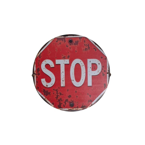 Vintage Style Metal Stop Sign Faux Distressed 