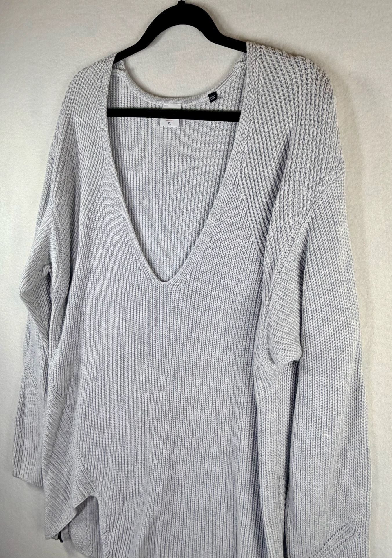 Cabi Horizon Pullover Sweater Ribbed Knit Side Zip V-Neck Cloud Gray Women’s XL 3