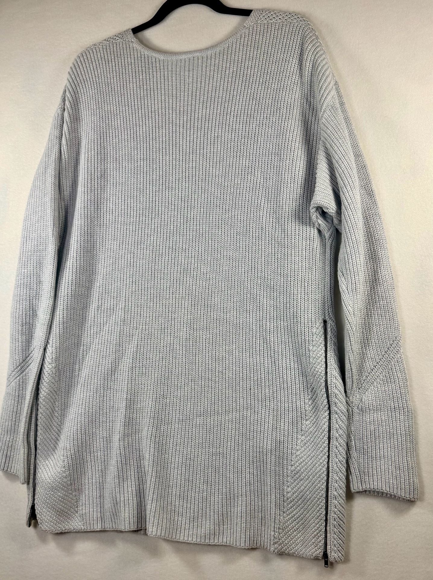 Cabi Horizon Pullover Sweater Ribbed Knit Side Zip V-Neck Cloud Gray Women’s XL 5