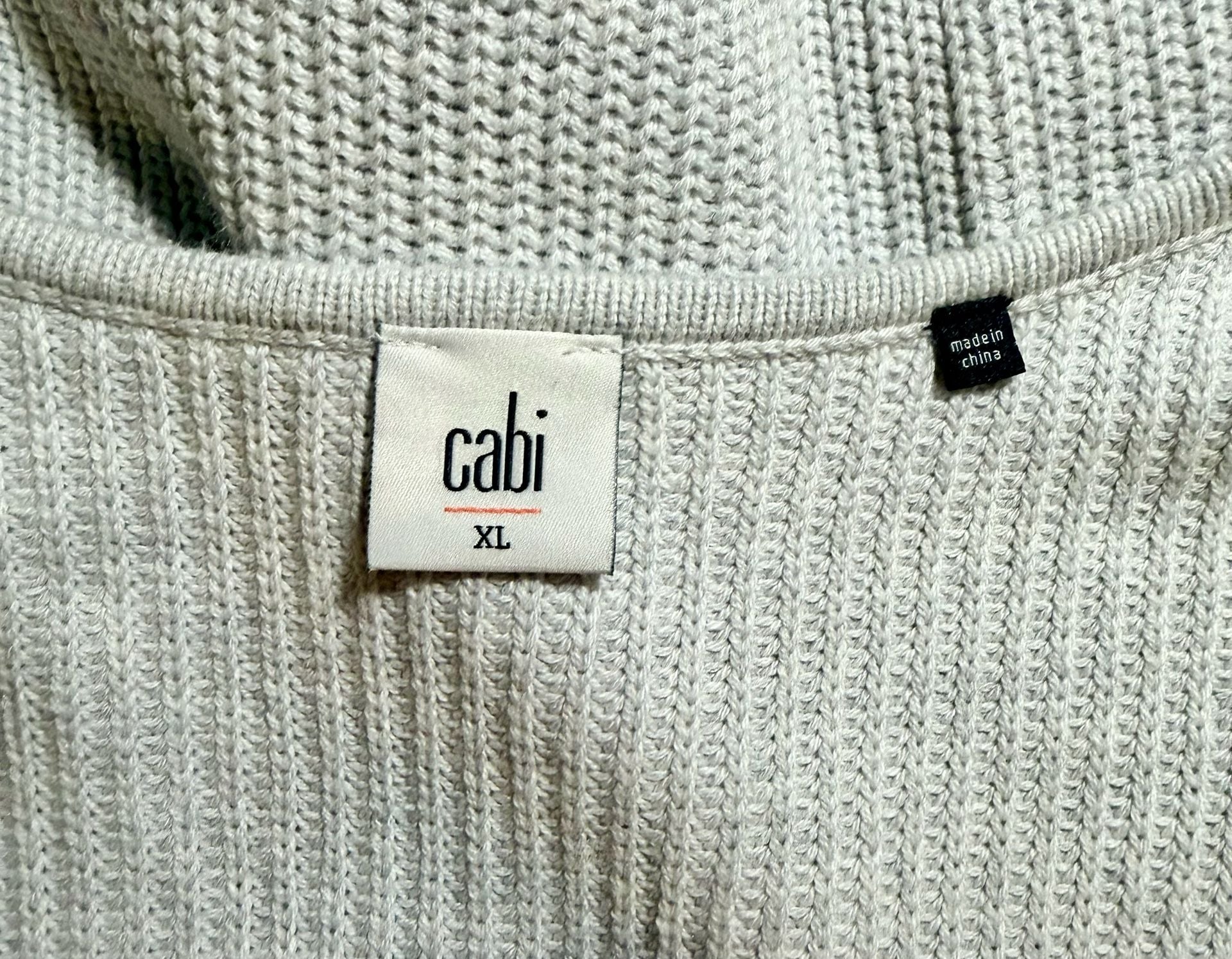 Cabi Horizon Pullover Sweater Ribbed Knit Side Zip V-Neck Cloud Gray Women’s XL 7